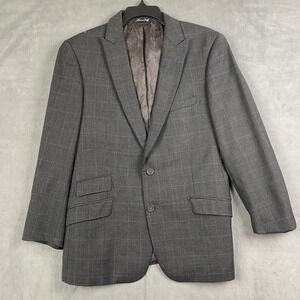 Giorgio Valentini Mens‎ Super 150s Wool Blazer Grey Plaid Made in Italy 38R